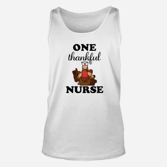 One Thankful Nurse Funny Turkey Rn Thanksgiving Unisex Tank Top - Seseable