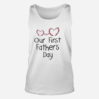 Our First Fathers Day Great Gift Idea For A New Dad Baby Unisex Tank Top - Seseable