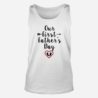 Our First Fathers Day Outfits For Dad And Baby Unisex Tank Top - Seseable