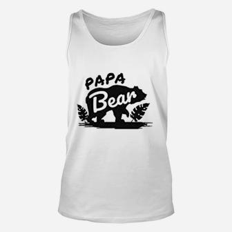 Papa Bear Father Baby Best Dad Green Tree Silhouette Unisex Tank Top - Seseable