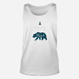 Papa Bear Shirt Buffalo Plaid Blue Family Christmas Camping Unisex Tank Top | Seseable CA