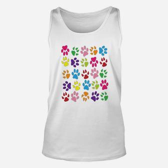 Paw Prints Dogs Cats Animals Colorful Unisex Tank Top - Seseable