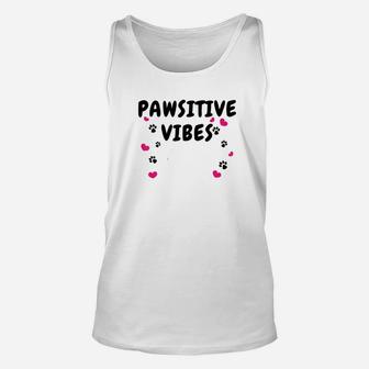 Pawsitive Vibes dog Lover Love Heart Paw Prints Unisex Tank Top - Seseable