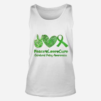 Peace Love Cure Cerebral Palsy Cp Support Green Gift Unisex Tank Top - Seseable