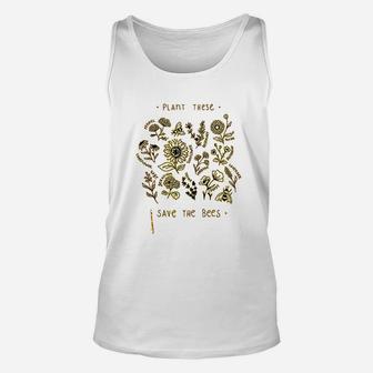 Plant These Save The Bees Cute Gold Yellow Unisex Tank Top - Seseable