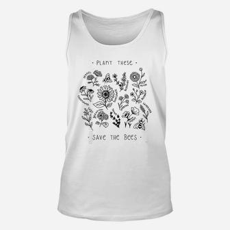 Plant These Save The Bees Theme Graphic Girls Cute Unisex Tank Top - Seseable