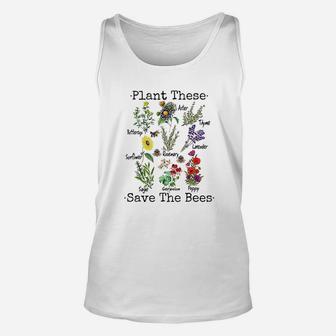 Plant These Save The Bees Women Yellow Flowers Unisex Tank Top - Seseable