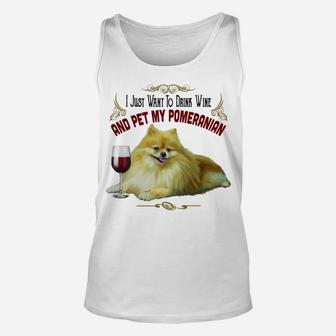 Pomeranian Dog Pom And Wine Funny Pomeranian Gifts Unisex Tank Top - Seseable