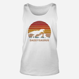 Premium Mens Dad Dinosaur Daddysaurus 2 Two Kids Christmas Birthday Gift Shirt Unisex Tank Top - Seseable