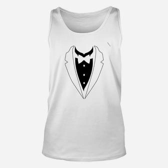 Printed Tuxedo With Bow Tie Suit Classic Gentlemen Unisex Tank Top - Seseable