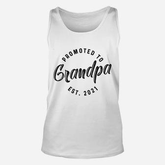 Promoted To Grandpa 2021 Funny New Baby Family Graphic Unisex Tank Top - Seseable