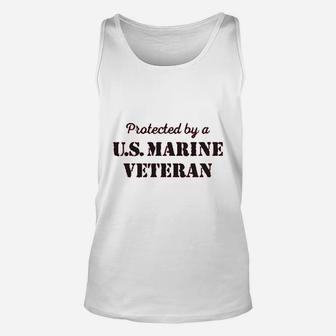 Protected By A Us Marine Veteran Unisex Tank Top - Seseable