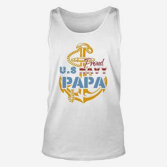 Proud Us Navy Papa Shirt, dad birthday gifts Unisex Tank Top - Seseable