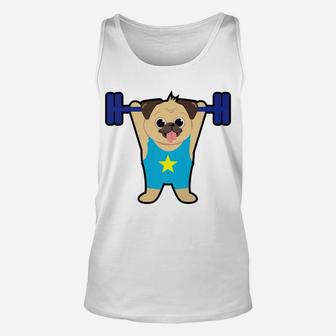 Pug Weight Lifting Funny Dog Lover Workout Fitness Gym Unisex Tank Top - Seseable