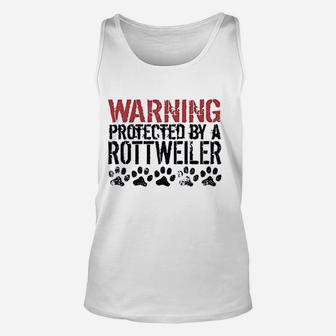 Really Awesome Warning Protected By A Rottweiler Funny Baby Onesie Unisex Tank Top - Seseable