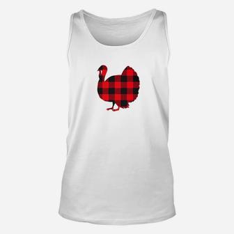 Red Buffalo Plaid Turkey Thanksgiving Matching Family Unisex Tank Top - Seseable