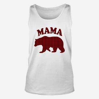 Red Plaid Mama Bear Buffalo Family Pajama Unisex Tank Top - Seseable