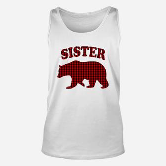 Red Plaid Sister Bear Buffalo Family Pajama Unisex Tank Top - Seseable