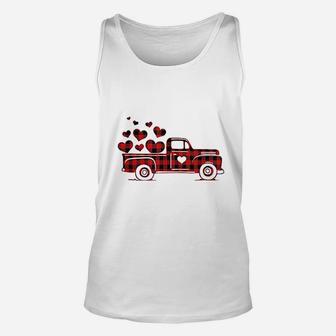 Red Plaid Truck Happy Valentines Day 2022 Couple Matching Unisex Tank Top - Seseable