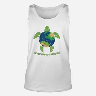 Reduce Reuse Recycle Turtle Save Earth Planet Ocean Eco Unisex Tank Top - Seseable