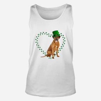 Rhodesian Ridgeback Heart Paw Leprechaun Hat Irish St Patricks Day Gift For Dog Lovers Unisex Tank Top - Seseable