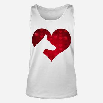 Romantic I Love My Doberman Dog Valentines Day Unisex Tank Top - Seseable