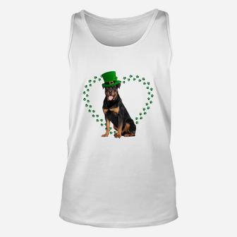 Rottweiler Heart Paw Leprechaun Hat Irish St Patricks Day Gift For Dog Lovers Unisex Tank Top - Seseable