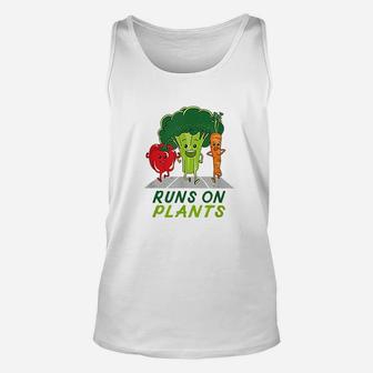 Runs On Plants Vegan Vegetarian Runner Broccoli Gift Vegan Unisex Tank Top - Seseable
