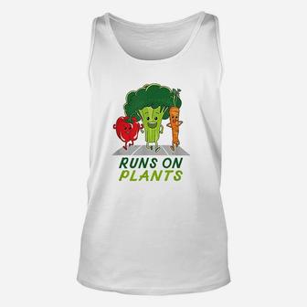Runs On Plants Vegan Vegetarian Runner Broccoli Gift Vegan Unisex Tank Top - Seseable