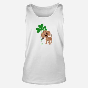 Saint Patricks Day Dog Green Shamrock Dachshund Unisex Tank Top - Seseable