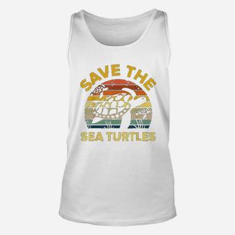 Save Sea Turtle Lover Vintage Skip A Straw Ocean Gift Unisex Tank Top - Seseable