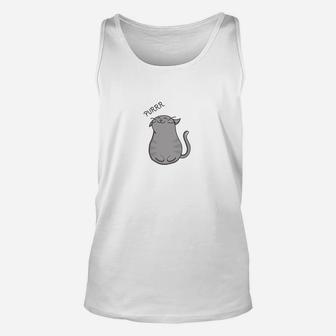 Schnurrende Katze Unisex TankTop für Herren, niedliches Kätzchen Motiv Weiß - Seseable