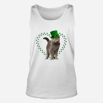 Scottish Fold Heart Paw Leprechaun Hat Irish St Patricks Day Gift For Cat Lovers Unisex Tank Top - Seseable