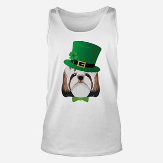 Shitzu Dog With Green Hat Shamrock Funny Patrick Day Gift Unisex Tank Top - Seseable
