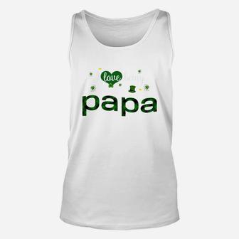 St Patricks Day Cute Shamrock I Love Being Papa Heart Family Gifts Unisex Tank Top - Seseable