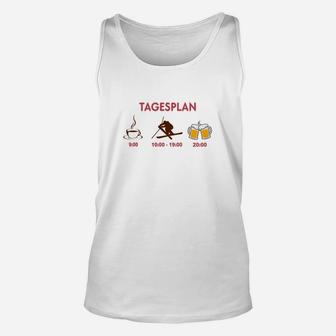 Tagesplan Unisex TankTop für Herren, Kaffee Arbeit Bier Motiv, Lustiges Weißes Tee - Seseable