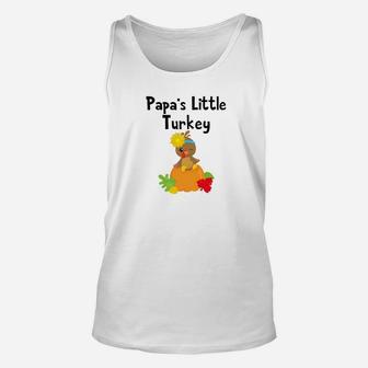 Thanksgiving Papas Little Turkey Cute Fall Unisex Tank Top - Seseable