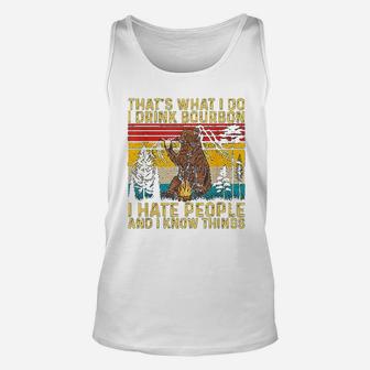 Thats What I Do I Drink Bourbon I Hate People Funny Bear Unisex Tank Top - Seseable