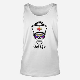 Tu Messy Skull Nurse Cna Life Nursing Tie Dye Gift Unisex Tank Top - Seseable