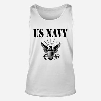 Us Navy With Black Unisex Tank Top - Seseable