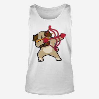Valentines Day Dabbing Pug Dog Puppy Dogs Red Bow Unisex Tank Top - Seseable