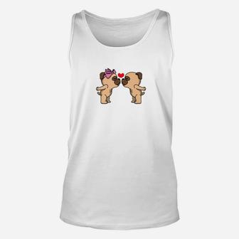 Valentines Day Gif With Cute Pug Dogs For Women Unisex Tank Top - Seseable