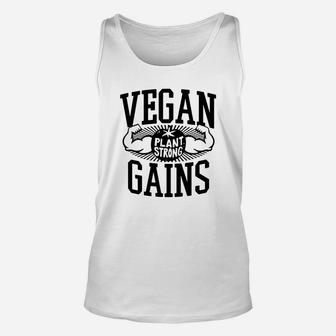 Vegan Shirt Vegan Gains Unisex Tank Top - Seseable