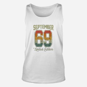 Vintage 52nd Birthday September 1969 Sports Jersey Unisex Tank Top - Seseable