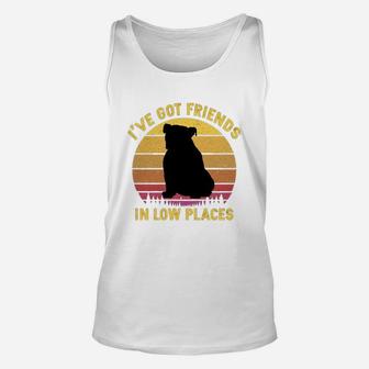 Vintage Bulldog I Have Got Friends In Low Places Dog Lovers Unisex Tank Top - Seseable