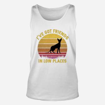 Vintage Cornish Rex I Have Got Friends In Low Places Cat Lovers Unisex Tank Top - Seseable