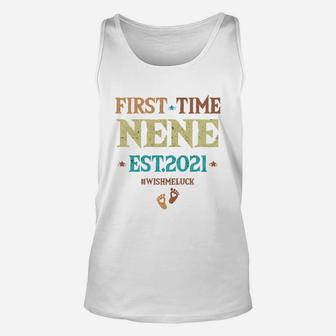 Vintage First Time Nene Est 2021 Wish Me Luck New Baby Pregnancy Announcement Gift Unisex Tank Top - Seseable