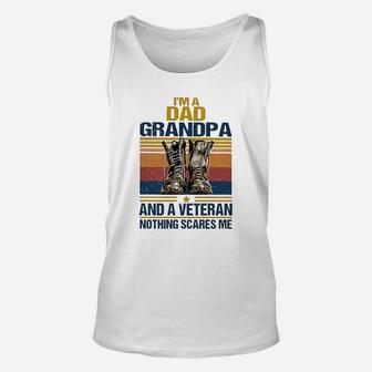 Vintage I’m A Dad Grandpa And A Veteran Nothing Scares Me Unisex Tank Top - Seseable
