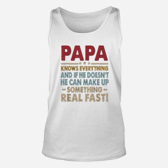 Vintage Papa Know Everything Fathers Day Funny Unisex Tank Top - Seseable