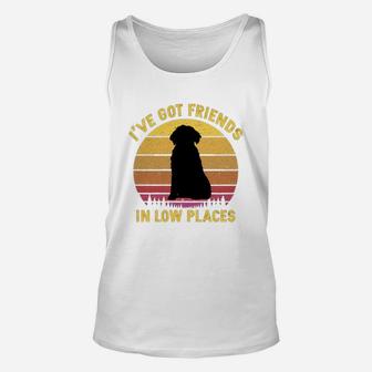 Vintage Portuguese Water Dog I Have Got Friends In Low Places Dog Lovers Unisex Tank Top | Seseable FR